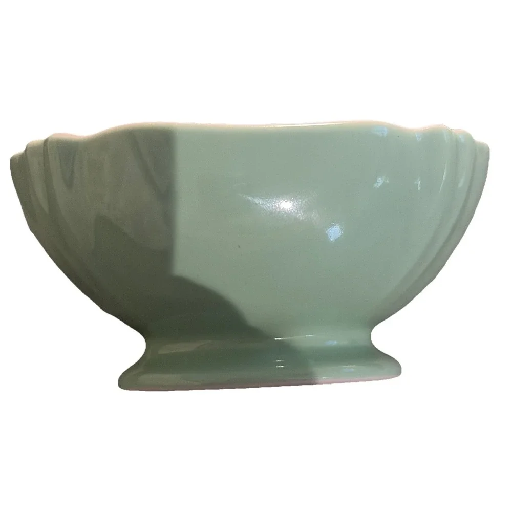 Vtg‎ Hall Pottery Celadon Green Planter 4